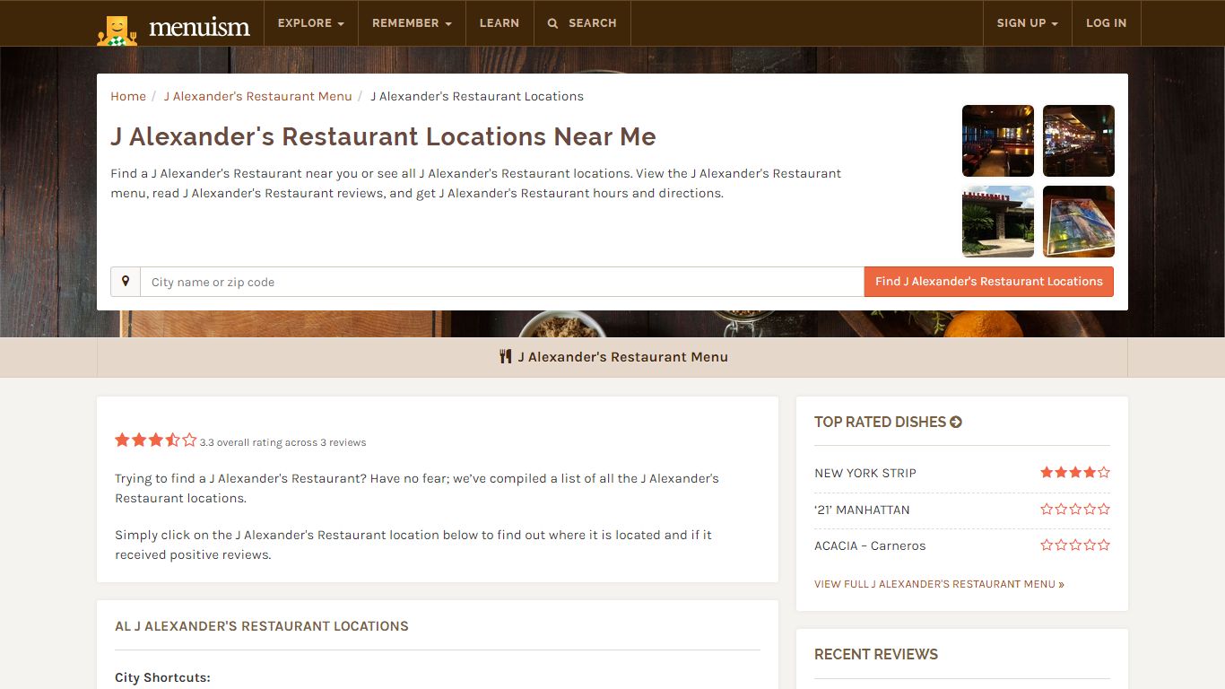 J Alexander's Restaurant Locations Near Me + Reviews & Menu